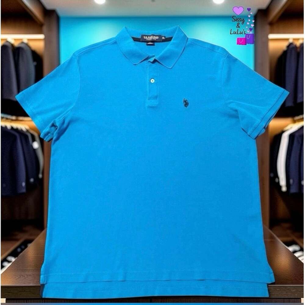 U.S. Polo Assn. Polo Shirt Men's XL Blue Solid Short Sleeve Casual Golf